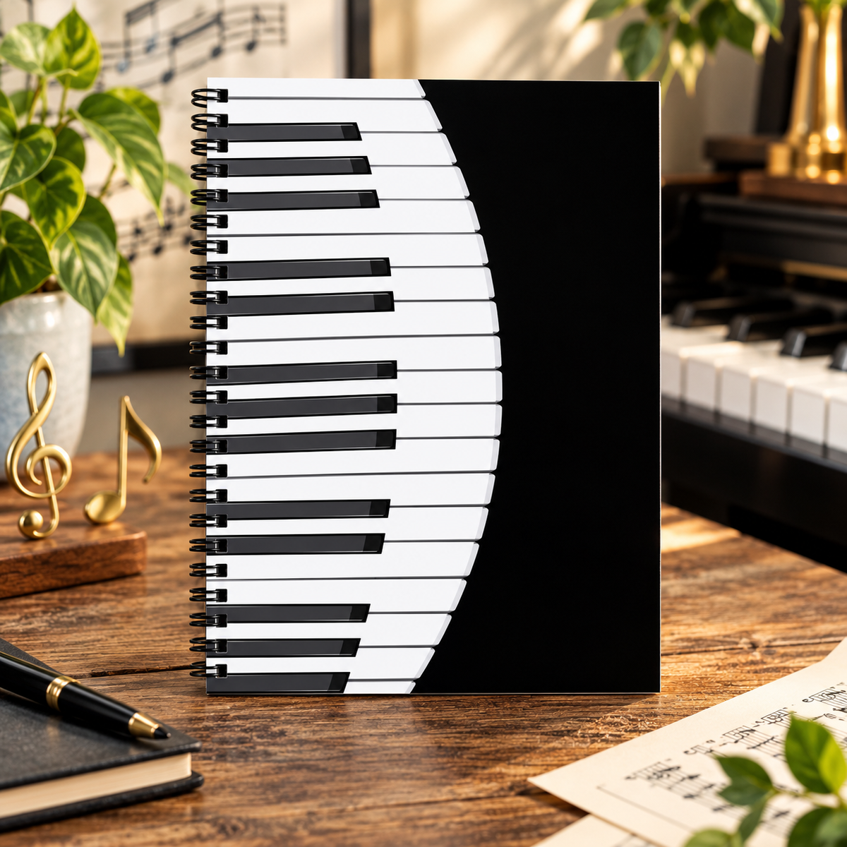 A5 Curved Piano Keys Spiral Notebook (60 Pages)