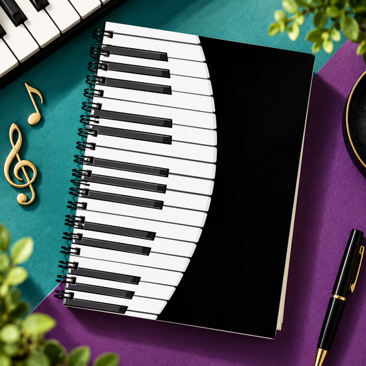 A5 Curved Piano Keys Spiral Notebook (60 Pages)