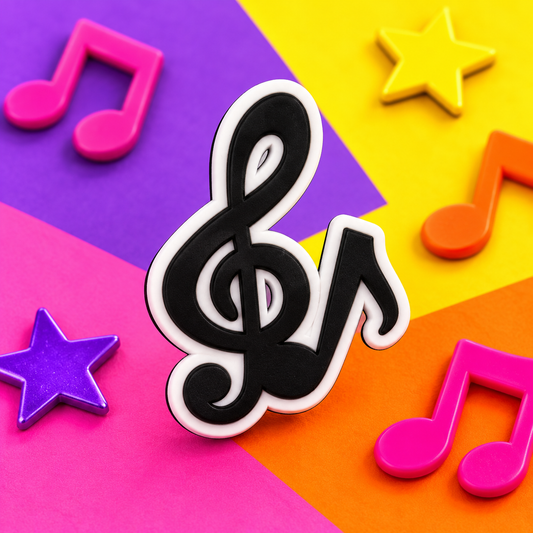 Treble Clef/Quaver (Black) Croc Shoe Charm - Put Music in Every Step