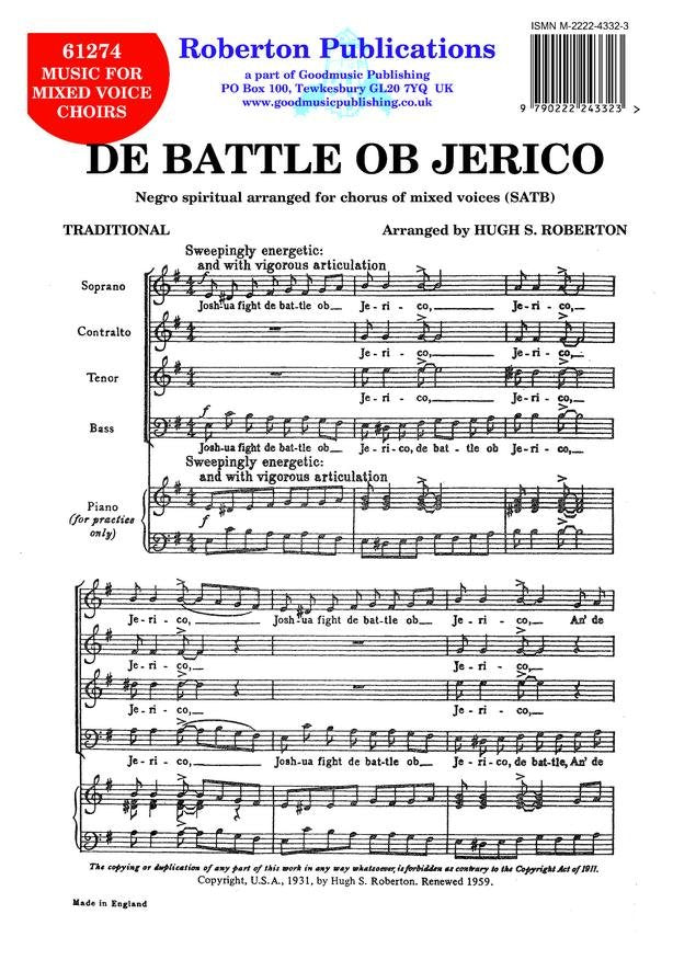 De Battle Ob Jerico Satb A Cappella