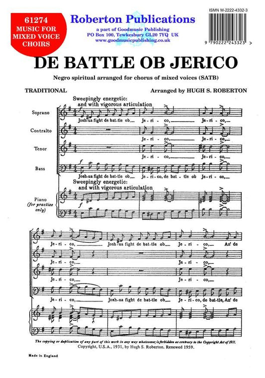 De Battle Ob Jerico Satb A Cappella