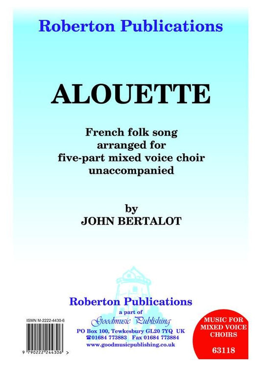Alouette 5 Part Mixed A Cappella