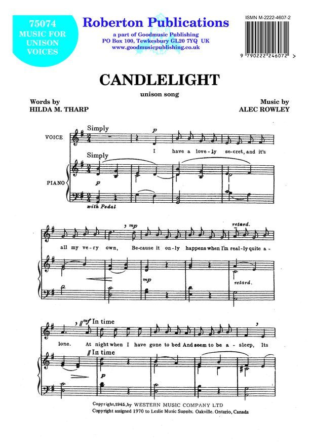 Rowley - Candle Light Unison Voices