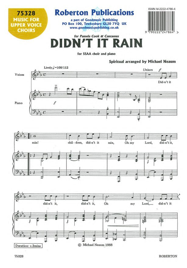 Didnt It Rain Ssaa/Piano