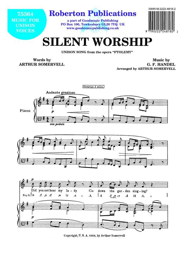 Silent Worship (Key G) Unison/Piano