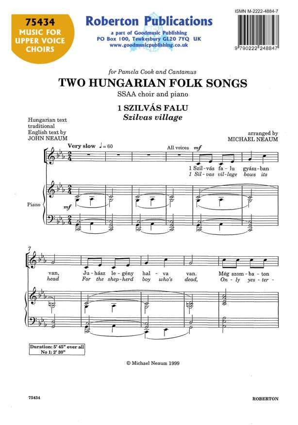 Two Hungarian Folk Songs Ssaa/Piano