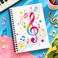 A5 Vibrant Musical Treble Clef Spiral Notebook (60 Pages)