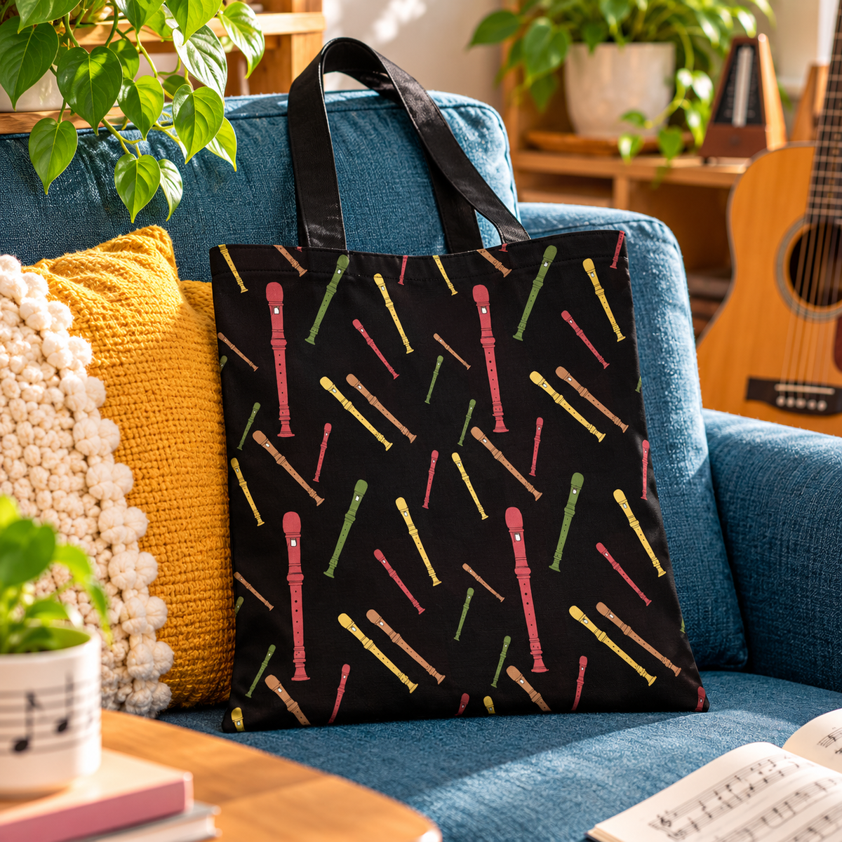 Colourful Recorder Theme Tote Bag – 40cm x 35cm