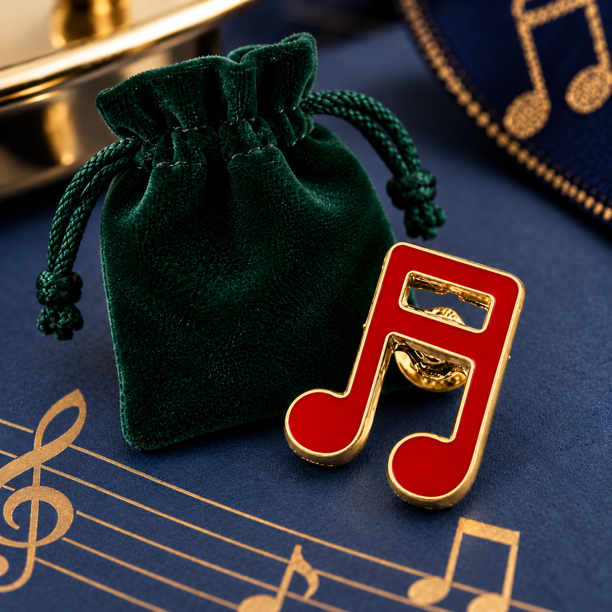 Sundry & Sound Co- Red and Gold Semi Quaver Mini Lapel Band Pin (10 Piece Band Set)