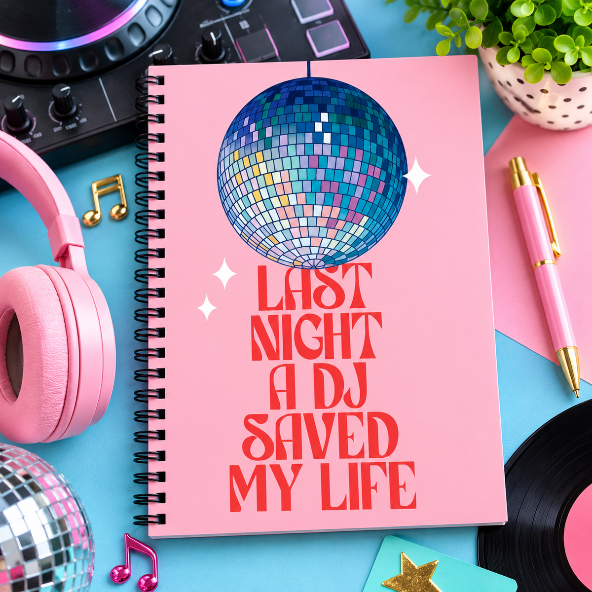 A5 Pink -DJ Saved My Life Notebook (100 Pages)