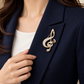 Sundry & Sound Co - Large Gilded Gold and Rhinestone Treble Clef Brooch 6cm