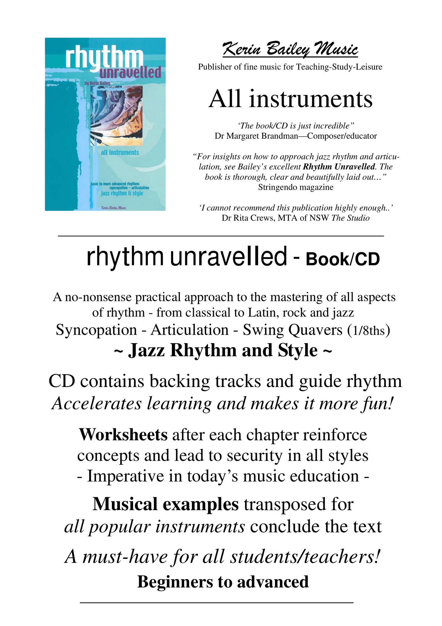 Rhythm Unravelled: For All Instruments - Book/Cd