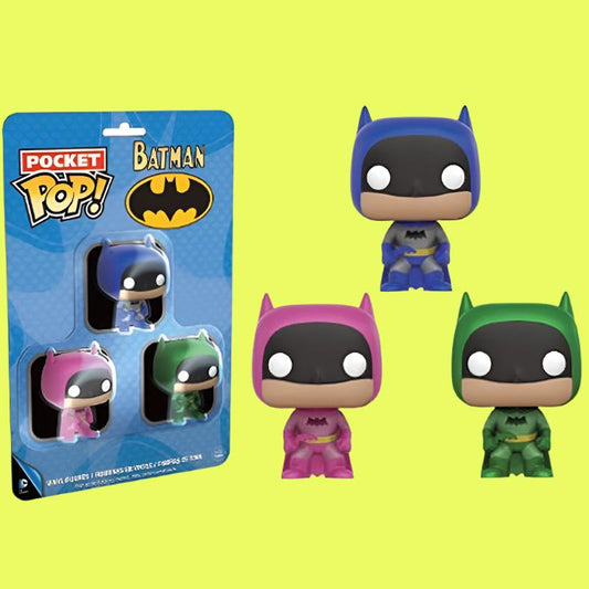 Pop Vinyl: Batman - Batman - Pink, Green & Blue US Exclusive Pocket Pop! 3 Pack