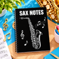 A5 Black and White Sax Notes Spiral Notebook (60 Pages)