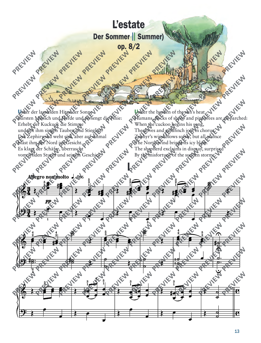 Vivaldi - The Four Seasons Op 8/1-4 Easy Piano Arr Heumann