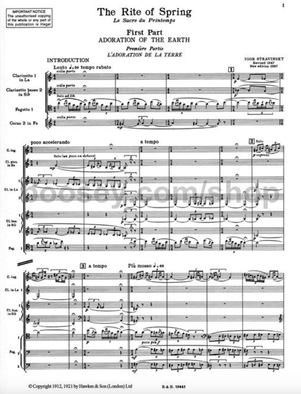 Igor Stravinsky Rite Of Spring - Full Score Masterworks Book