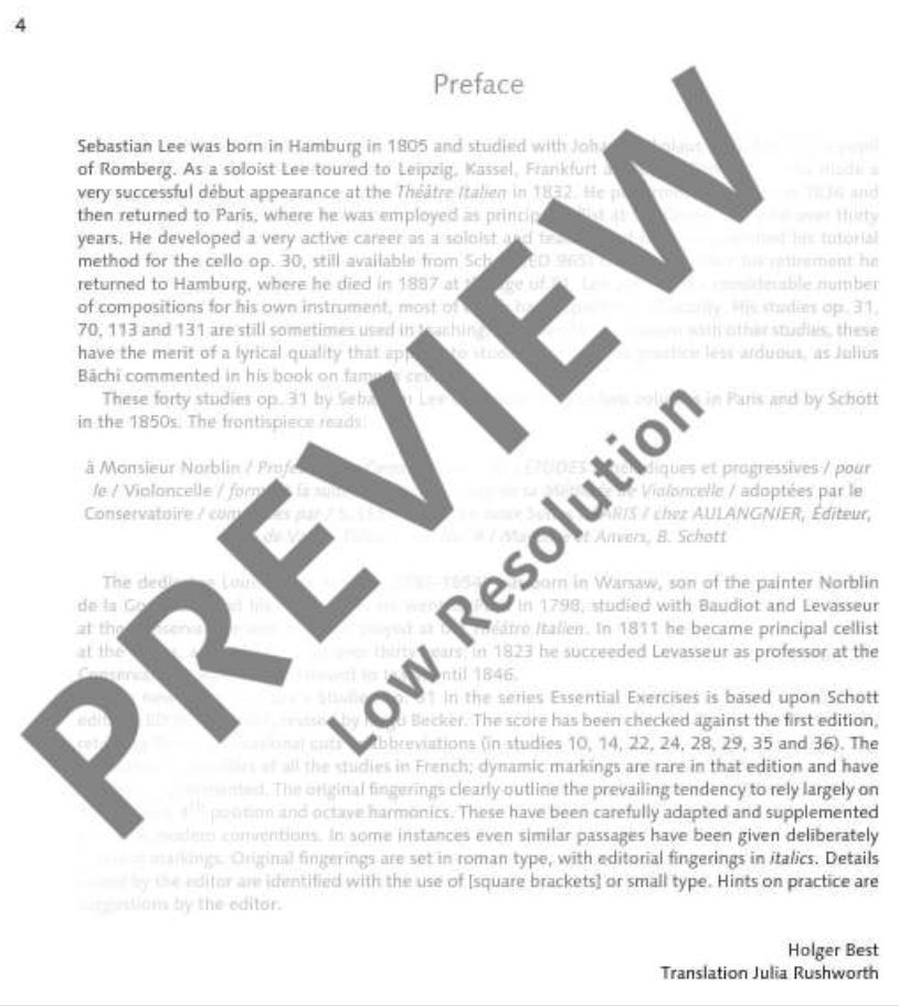 Sebastian Lee - 40 Melodious and Progressive Studies Op 31 Volume 2 Book