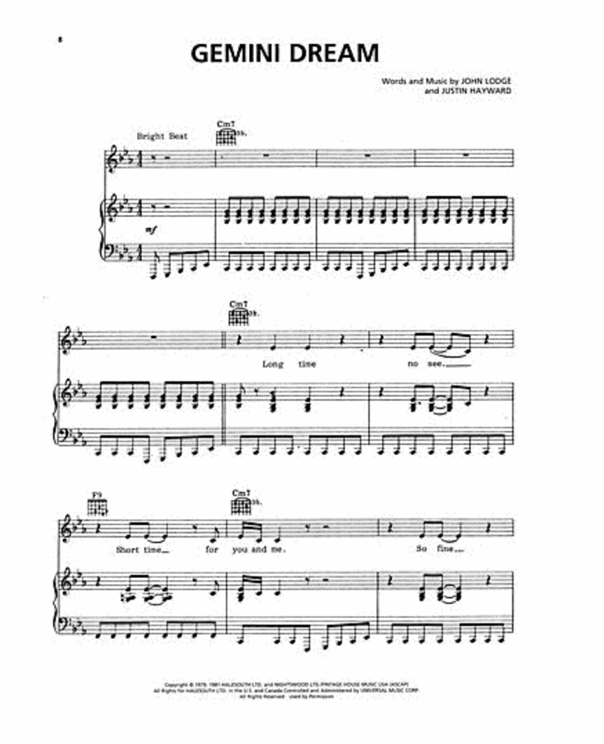 Moody Blues Collection Songbook - Piano/Vocal/Guitar