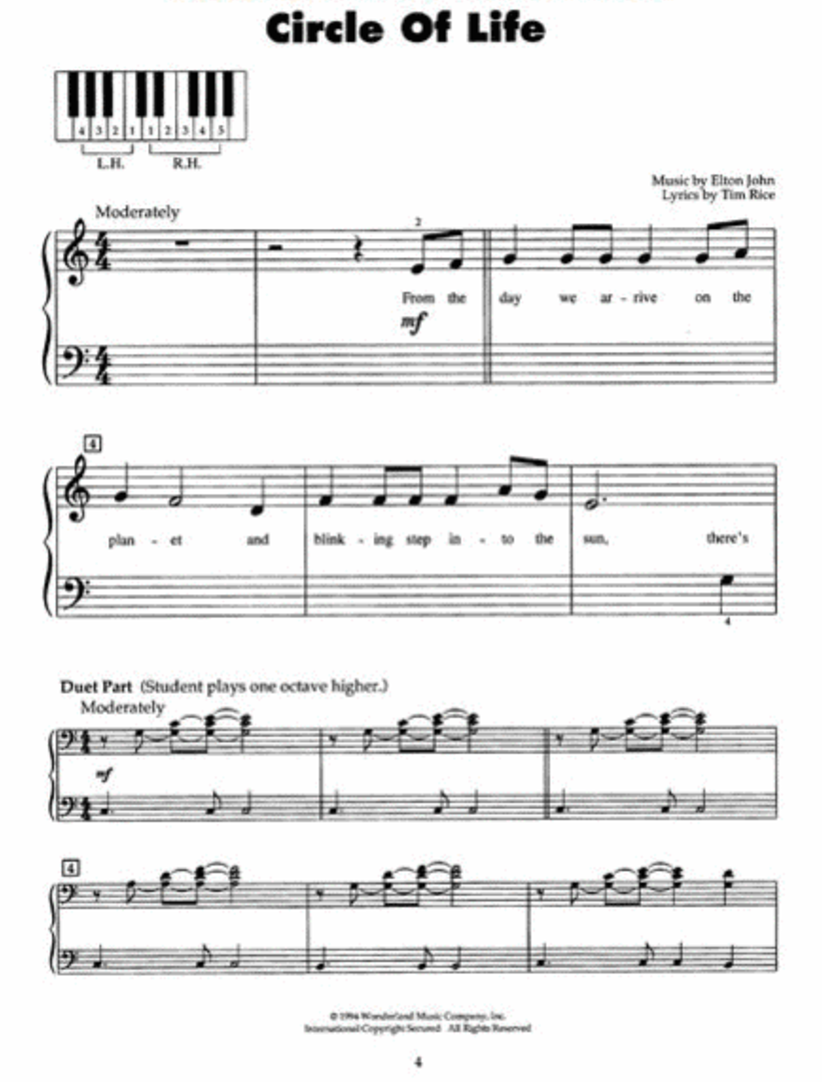 The Lion King - Five Finger Piano Songbook
