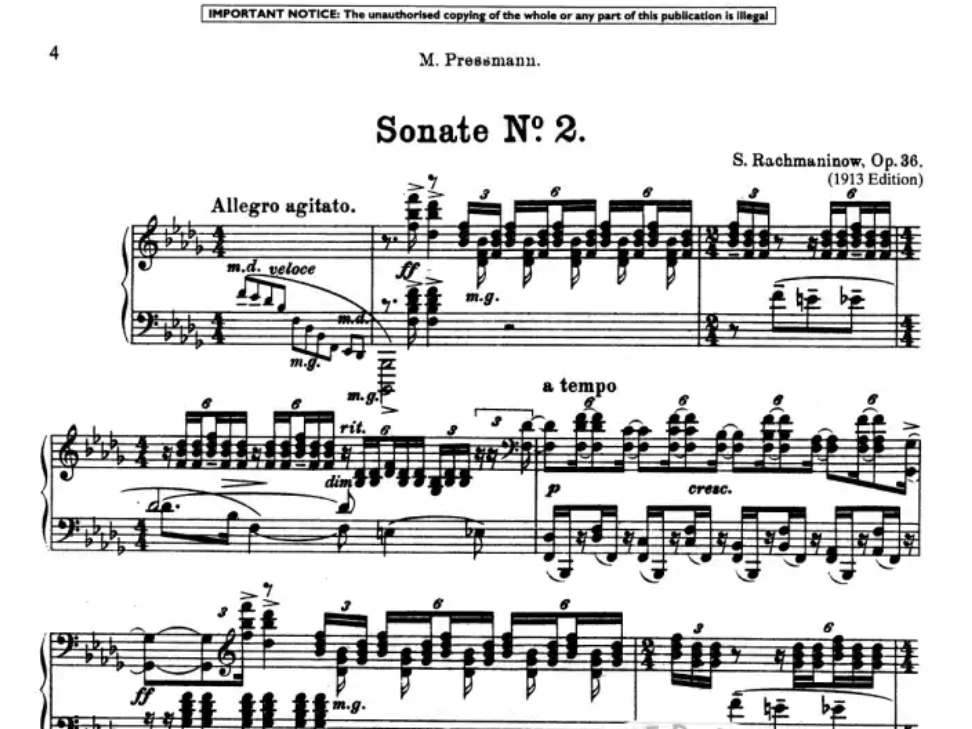 Sergei Rachmaninoff - Piano Sonata No 2 B Minor Op 36 Book