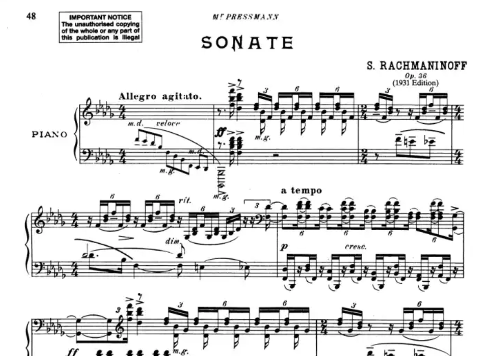 Sergei Rachmaninoff - Piano Sonata No 2 B Minor Op 36 Book
