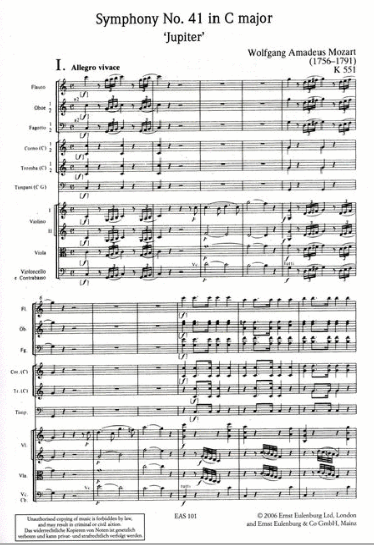Mozart - Symphony No 41 C K 551 Jupiter Study Score Book/Cd