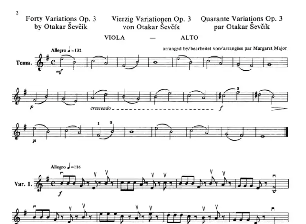 Sevcik Viola Studies Opus 3 - 40 Variations Book