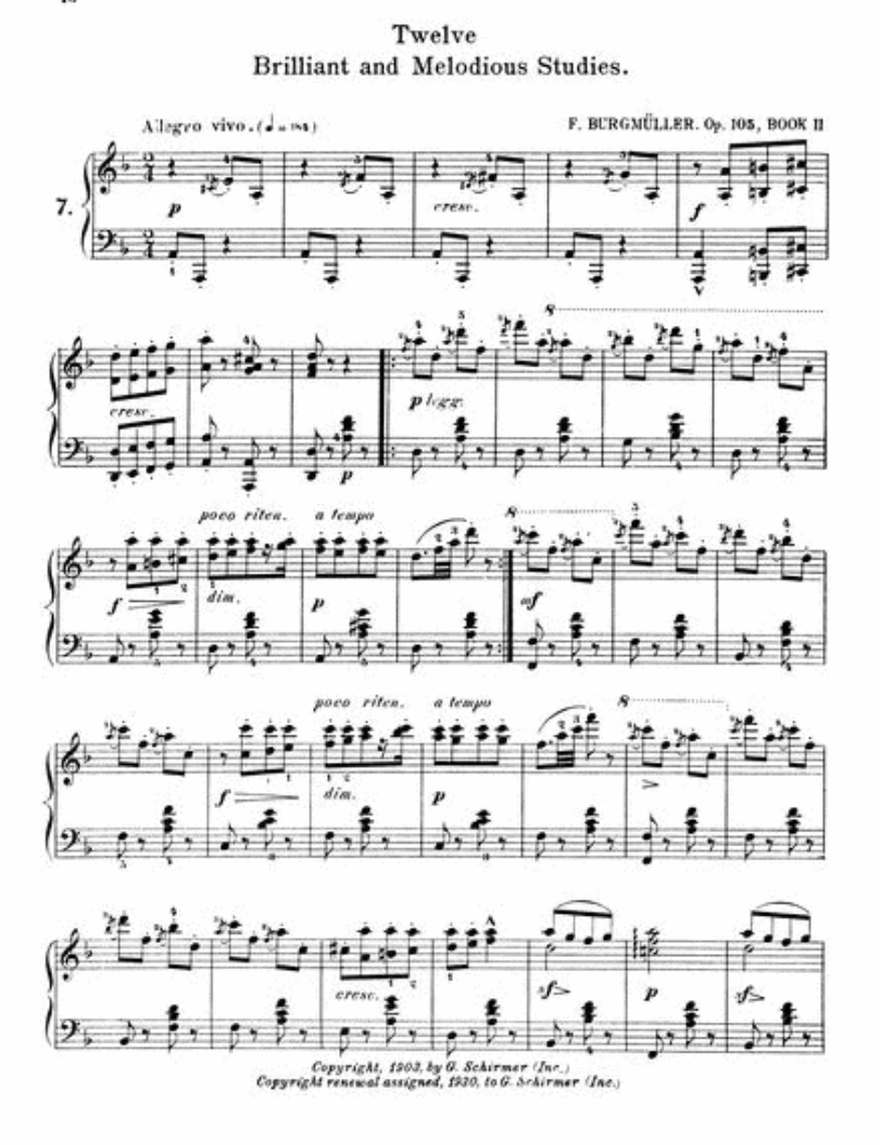 Burgmuller - 12 Brilliant and Melodious Studies Op 105 Piano Book