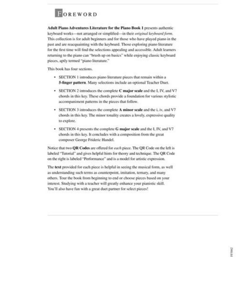 Adult Piano Adventures Literature for the Piano - Book 1 (Book/Ola)