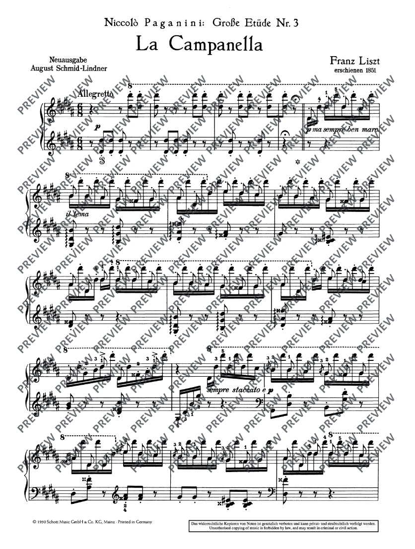 Liszt - La Campanella Piano Sheet Music