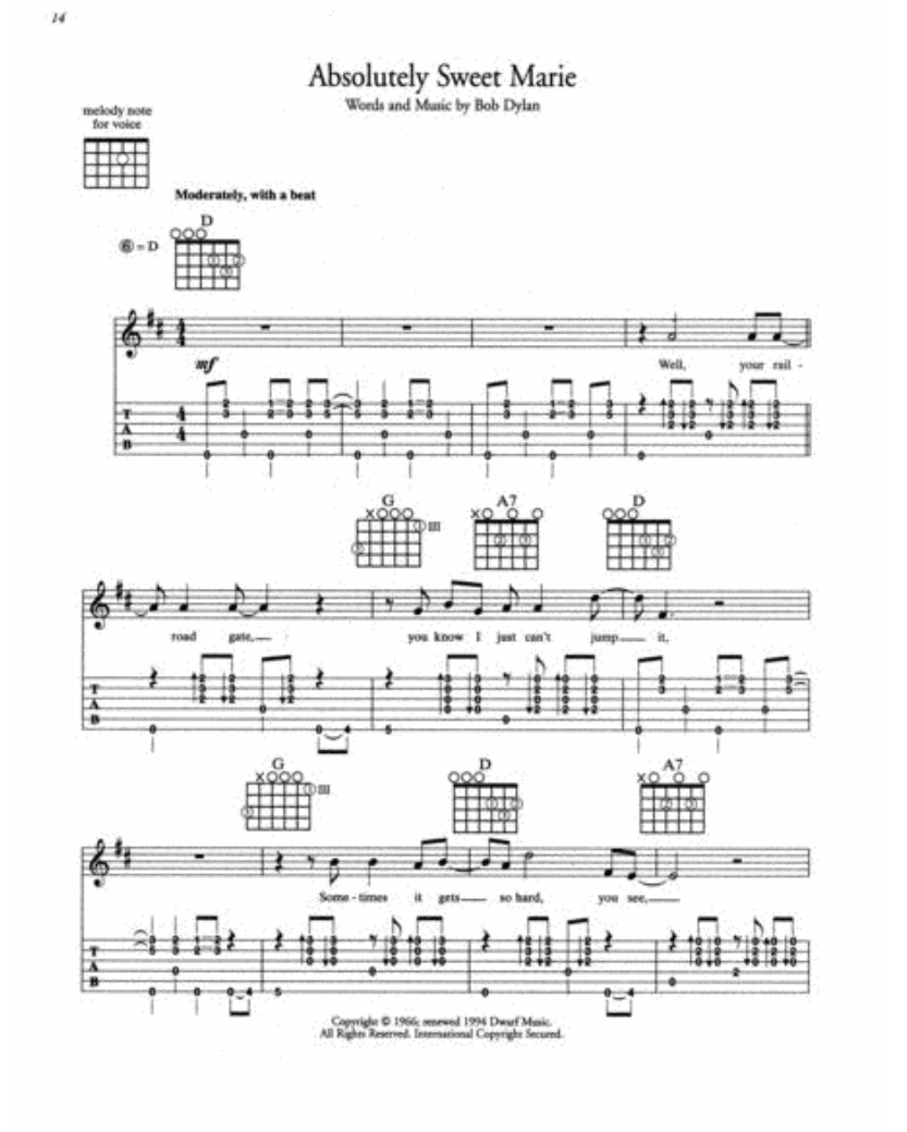 Bob Dylan Anthology Guitar Tab Book (61 Dylan Favourites)