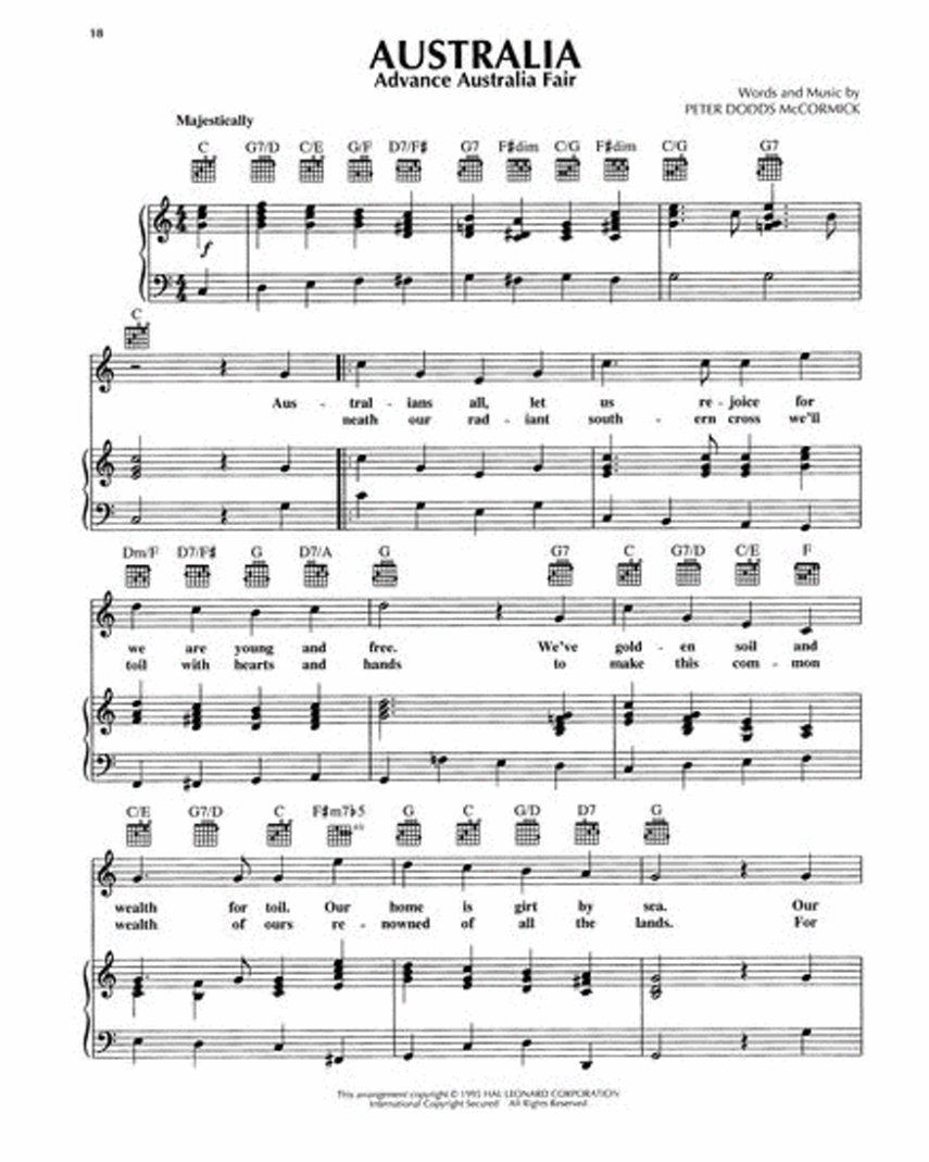National Anthems From Around World - Piano/Vocal/Guitar Songbook