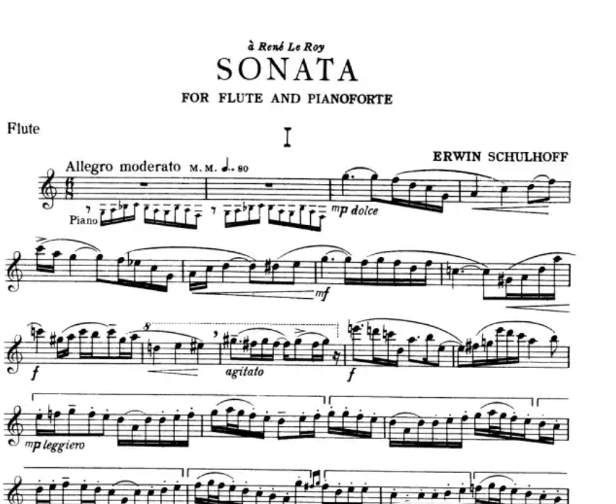 Erwin Schulhoff - Flute Sonata For Flute with Piano Accompaniment Book
