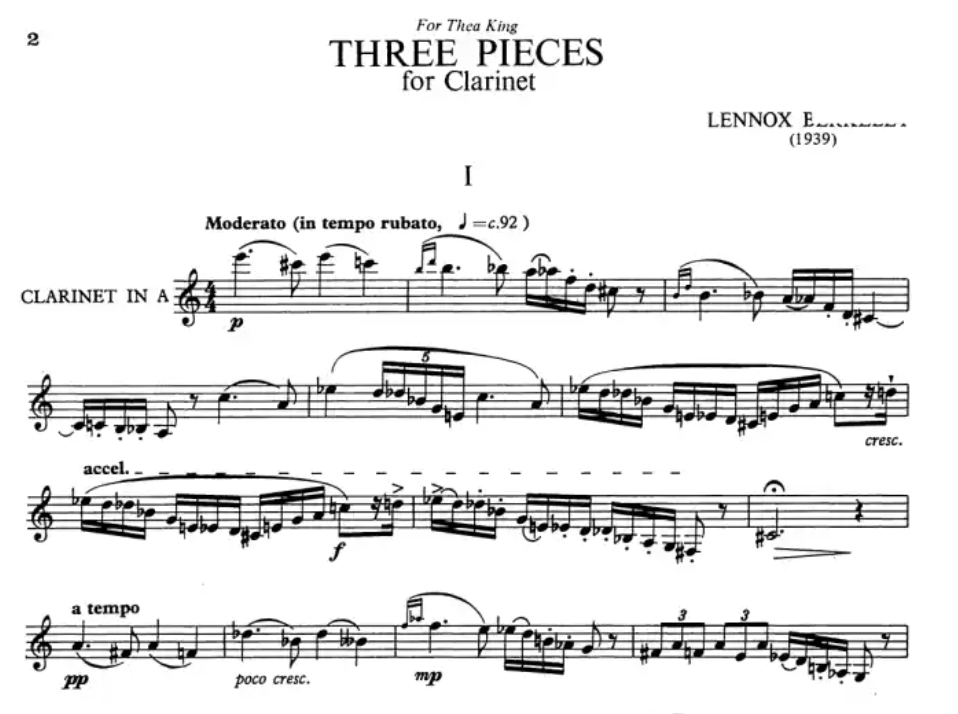 Lennox Berkeley - 3 Pieces For Clarinet Solo Book