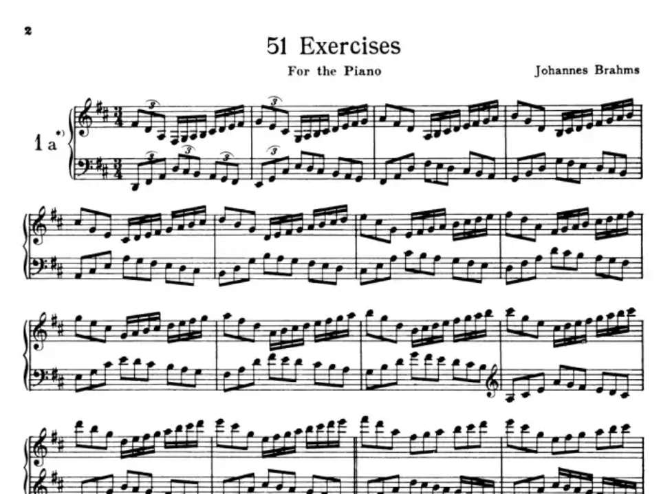Johannes Brahms - 51 Exercises For Piano Book