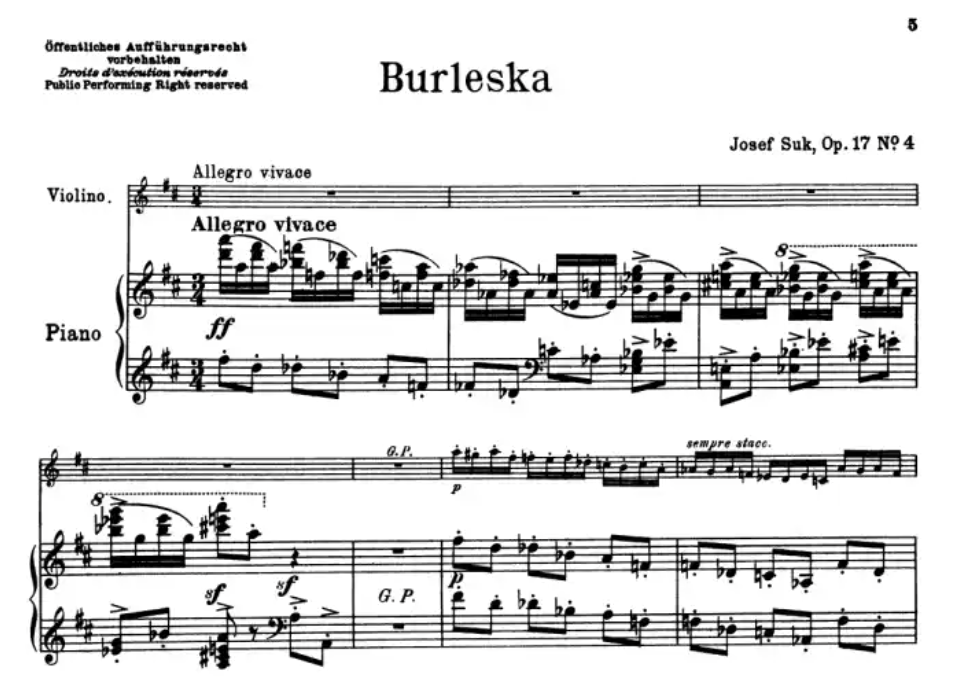 Joseph Suk - 4 Pieces Op 17 Vol 2 (Nos 3-4) Violin with Piano Accompaniment