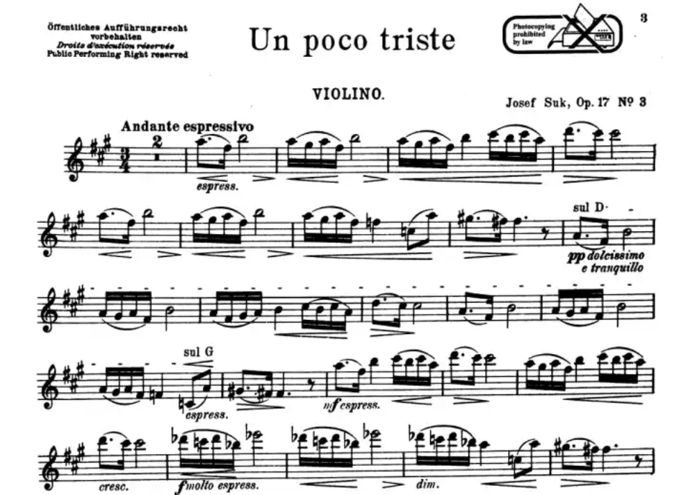 Joseph Suk - 4 Pieces Op 17 Vol 2 (Nos 3-4) Violin with Piano Accompaniment