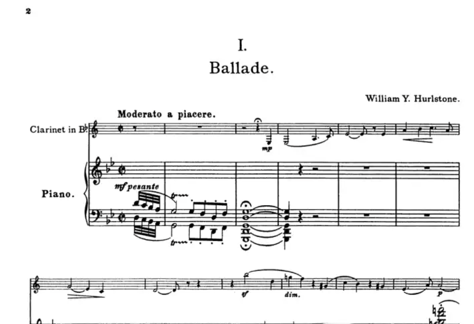William Hursltone - 4 Characteristic Pieces For Clarinet with Piano Accompaniment Book