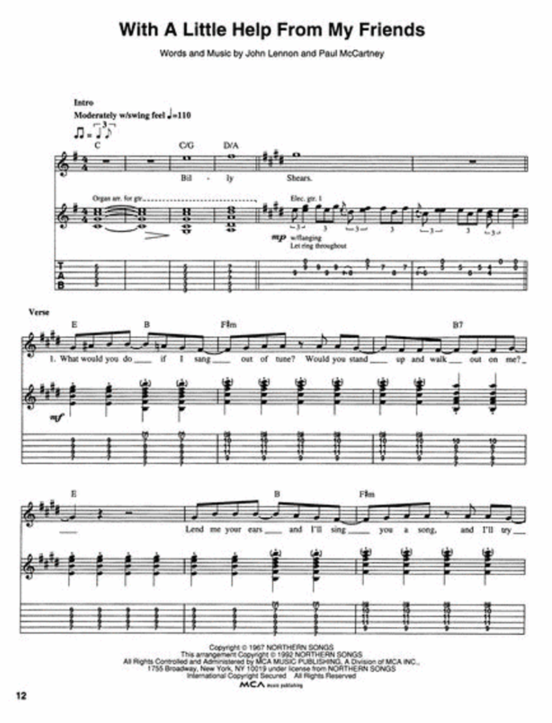 The Beatles – Sgt. Pepper's Lonely Hearts Club Band Guitar Tab Book (Updated Edition)