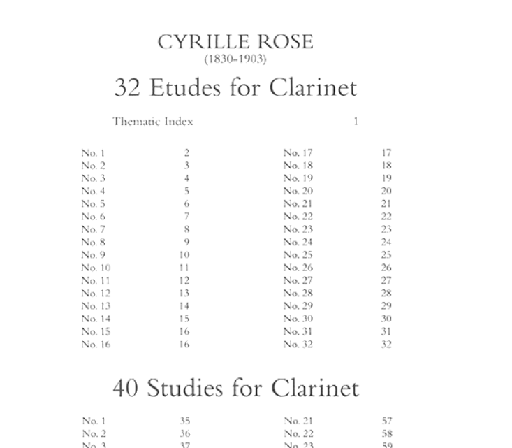 Cyrille Rose: 32 Etudes & 40 Studies for Clarinet Book