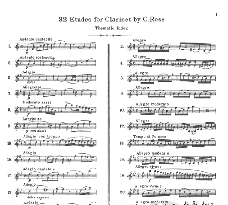 Cyrille Rose: 32 Etudes & 40 Studies for Clarinet Book