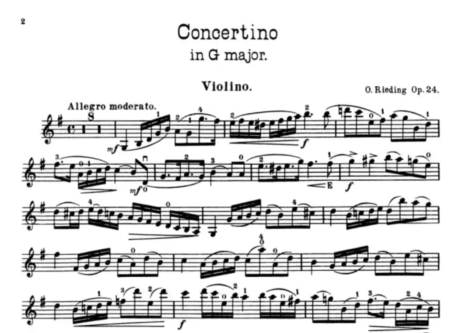 Oscar Rieding - Concertino in G Op. 24 for Violin with Piano Accompaniment Book