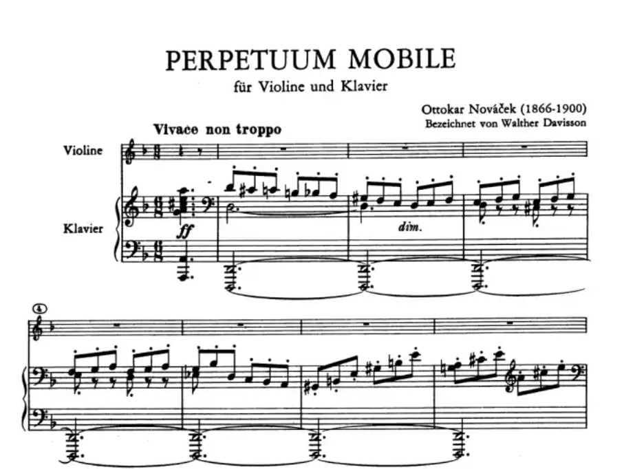 Novacek - Perpetuum Mobile For Violin with Piano Accompaniment