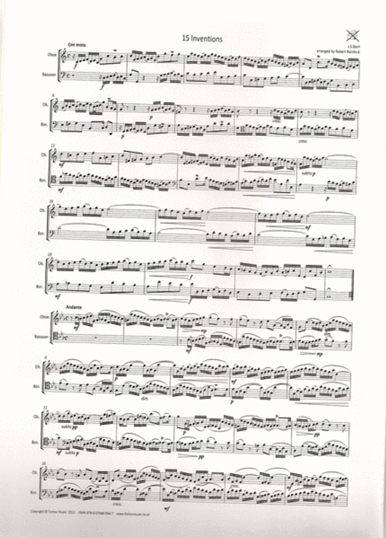 JS Bach - 15 Inventions Oboe/Bassoon Duet Book