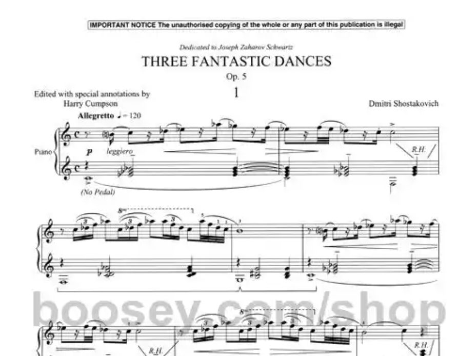 Shostakovich - 3 Fantastic Dances Op 5 Piano Book