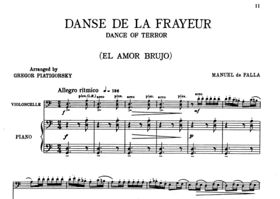 Falla - Ritual Fire Dance For Cello/Piano Book