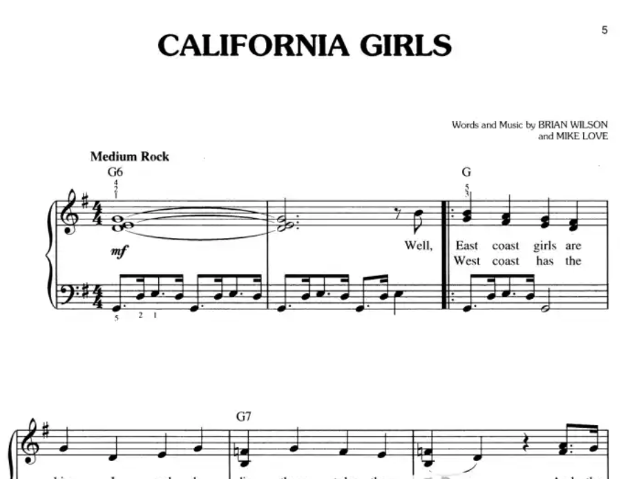 Best Of The Beach Boys - Easy Piano Book