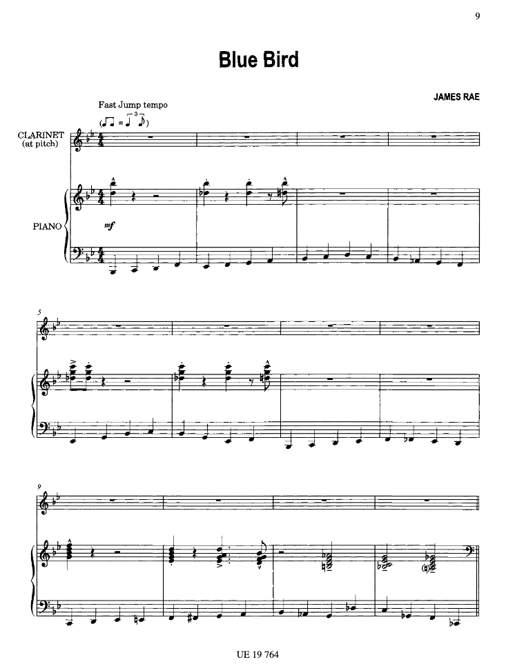 James Rae - Blue Clarinet For Clarinet with Piano Accompaniment Book