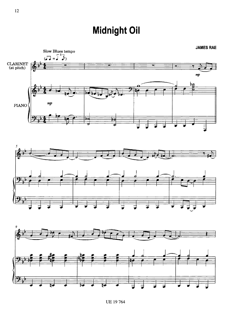 James Rae - Blue Clarinet For Clarinet with Piano Accompaniment Book