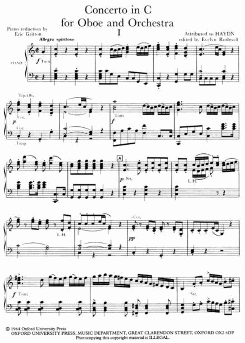 Haydn - Concerto in C for Oboe and Orchestra Book